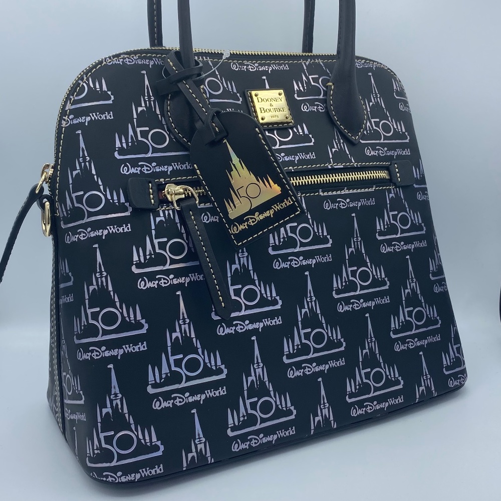 Dooney & Bourke Black Walt Disney World 50th Anniversary Leather Satchel…